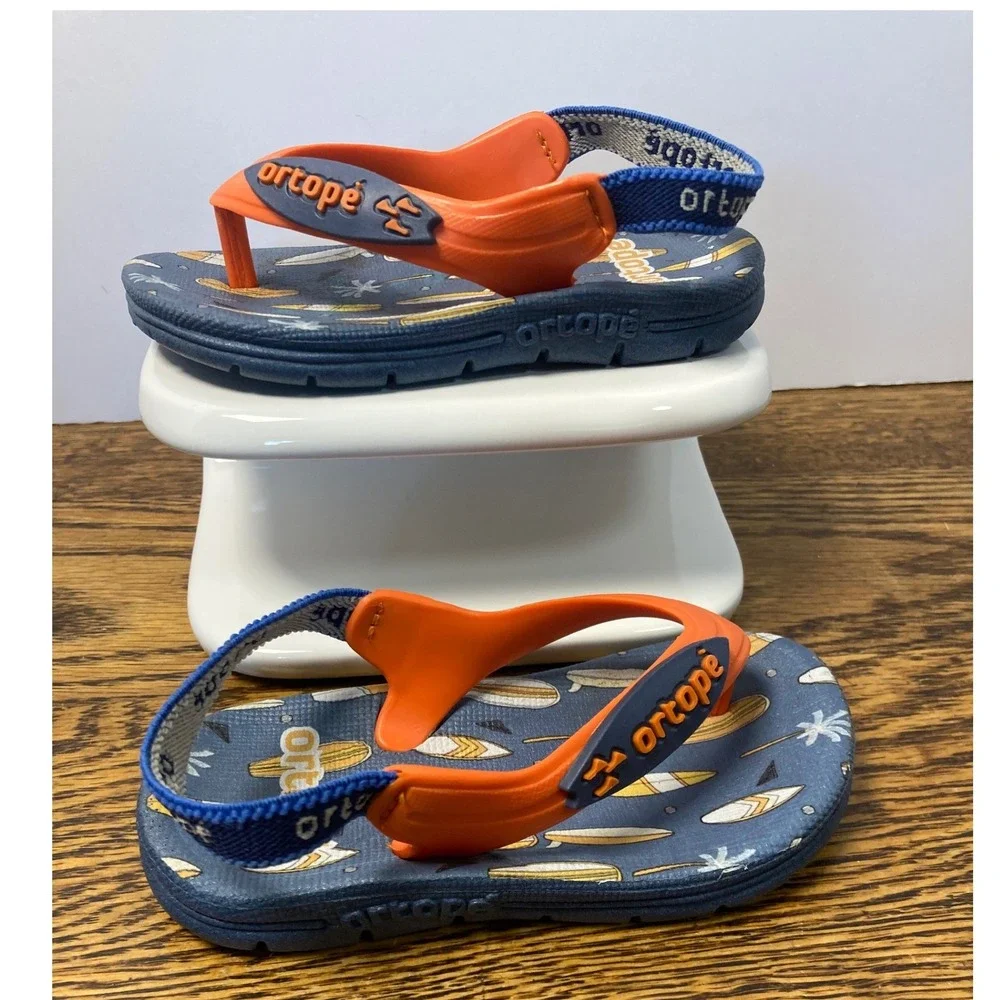 Ortope Acquaflex Toddler Boys Blue Orange Surfboard Sandals US 4 EUR 21 Brazil
